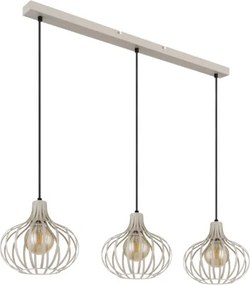 Globo 33370319 Függesztett lámpa, matt homokszínű fém, fekete textil kábel, HxSzxM: 1030x250x1500 mm, 3xE27 60W 230V izzók nélkül