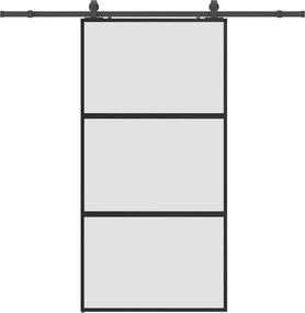 vidaXL fekete edzett üveg tolóajtó fémszerelék szettel 102,5x205 cm