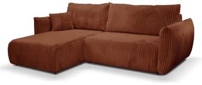 Univerzális ággyá alakítható L alakú sarokülőgarnitúra tárolórekesszel FRIDA barna