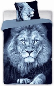 Ágyneműhuzat Oroszlán 160x200 70x80 Pamut Realisztikus Nyomtatott Állatok Cipzár
