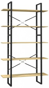ötszintes fenyőfa könyvszekrény 100 x 30 x 175 cm