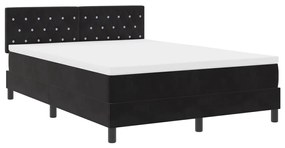 Boxspring Ágy Mattal Fekete 140x200 cm Bársony