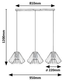 Rabalux 72371 - Csillár zsinóron EMERENCIA 3xE27/40W/230V