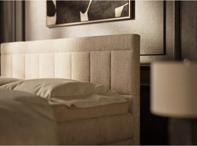 Bézs ágyneműtartós boxspring ágy 200x200 cm Caya – Maison de Rêve