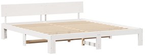 Fehér ágykeret fejtámlával 200x200 cm Tömör fenyőfa
