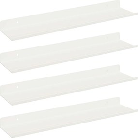vidaXL Lebegő polc Falra szerelhető 4 pcs Fehér 40 x 9 x 2,5 cm Acél