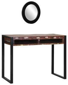 Tükörrel ellátott pipereasztal Többszínes 100x50x75 cm Tömör újrahasznosított fa