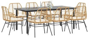 vidaXL 9 észes barna polyrattan üveg kerti étkezőgarnitúra párnával