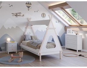 Fehér házikó alakú borovi fenyő gyerekágy 90x190 cm Nora – Marckeric