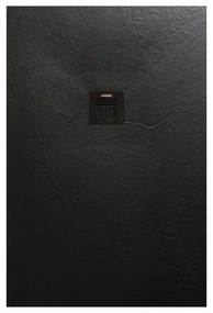 AREZZO design SOLIDSoft zuhanytálca 100x90 cm, FEKETE, színazonos lefolyóval (2 doboz)