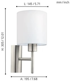 Eglo 94924 - Fali lámpa PASTERI 1xE27/60W/230V