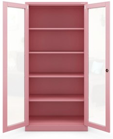 Vitrines szekrény AMELIA, 900 x 1850 x 400 mm, Fresh Style: púderrózsaszín