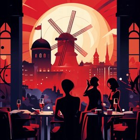 Poszter 70x70cm Esti bálok a szélmalomnál