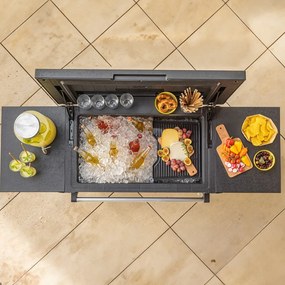Patio cooler &amp; Beverage cart grill asztal szürke