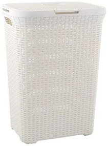 Rattan hatású szennyestartó, 60l, CURVER, törtfehér (CSCR60C)