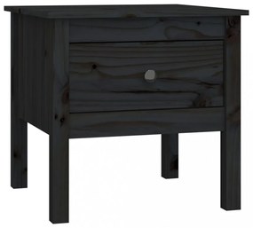 2 db fekete tömör fenyőfa kisasztal 50 x 50 x 49 cm