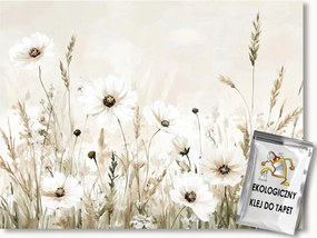 Fotótapéta Flizelina Természet Kert Rét Virágok Bézs Fehér Boho 312x219 ragasztó