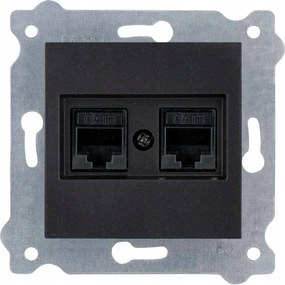 Exen Számítógép aljzat Dupla RJ45 kat.6 Fekete metál 254/14E