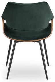 Elegáns Bársony Étkezőszék Zöld/Dió Színben. DAKOTA