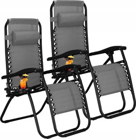 Napozóágy 2db Kerti Összecsukható Fotel Zero Gravity Turista Strand Napozóágyak