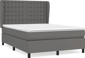 vidaXL szürke műbőr rugós ágy matraccal 140x190 cm