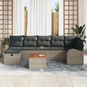 8 Darabos Kertbútor Szett Párnákkal Szürke Poli Rattan