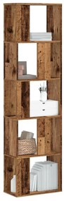 5 szintes antik fa színű fa könyvespolc 45 x 23,5 x 162,5 cm