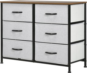 HOMCOM Fiókos Komód 6 Összecsukható Szövet Fiókkal, Fiókos Szekrény Munkafelülettel, Fogantyúval, Többfunkciós Szekrény Hintakeszülékkel, Nappaliba és