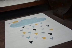 Pastel szőnyeg  18409/062 - Felhő Szívek Madár krém türkiz