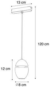 Modern fekete függőlámpa 1 fázisú sínrendszerhez LED-del - Magnetic Eggy