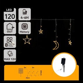 Aigostar - LED napelemes karácsonyi fényfüzér 120 db LED / 8 funkció 3×0,6 m 500 mAh IP65 meleg fehér