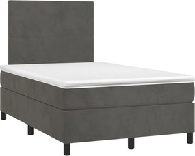 vidaXL sötétszürke bársony rugós ágy matraccal 120x190 cm