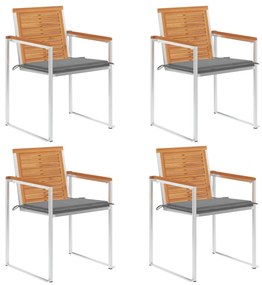 vidaXL 4 db tömör akácfa kerti szék párnákkal