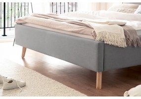 Világosszürke kárpitozott franciaágy ágyrács nélkül 180x200 cm Frieda – Meise Möbel