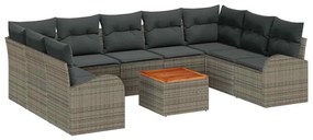 vidaXL Kerti Kanapé Szett párnával 10 pcs Szürke polirattan