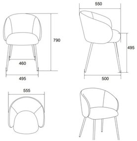 Krémszínű kárpitozott étkezőfotel szett 2 db-os Eleanor – Actona