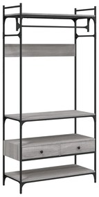 Szürke sonoma szerelt fa ruhásszekrény fiókokkal 89x39x184,5 cm