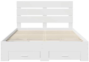 vidaXL Ágykeret fiókkal fejtámlával Fehér 140 x 190 cm Faanyag