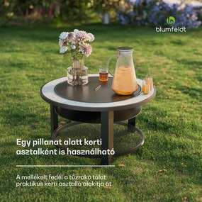 Merano Circolo 3 az 1-ben, tűzrakóhely grill funkcióval, használható asztalként, 87 cm-es átmérő