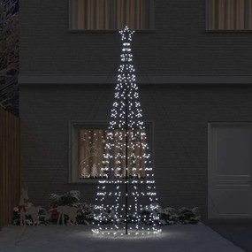 LED Karácsonyfák talajráccsal Hideg fehér 400 cm Vas