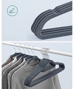 Bársony fogasok, 20 darabos ruhafogas készlet, világosszürke