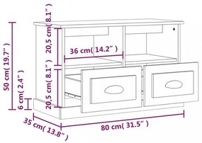 betonszürke szerelt fa TV-szekrény 80 x 35 x 50 cm