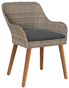 Kerti székek párnákkal 2 db Fekete Polyrattan