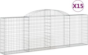 vidaXL 15 db íves horganyzott vas gabion kosár 300 x 30 x 100/120 cm