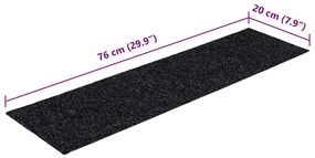 30 db fekete lépcsőszőnyeg öntapadós téglalap alakú 76x20 cm
