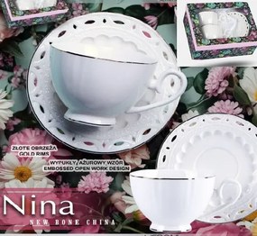 Nina porceláncsésze+alj, 250ml, 2 személyes, dobozban