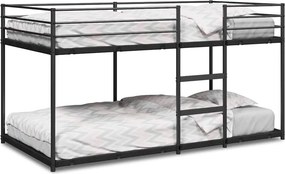 vidaXL fekete acél emeletes ágy matrac nélkül 90 x 200 cm