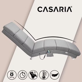 Casaria® London nyugágy masszázs és fűtés funkcióval - szürke