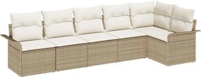 vidaXL Kerti Kanapé Szett párnával tárolóval 6 pcs Bézs Poli rattan