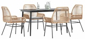 vidaXL 5 észes barna polyrattan üveg kerti étkezőgarnitúra párnával
